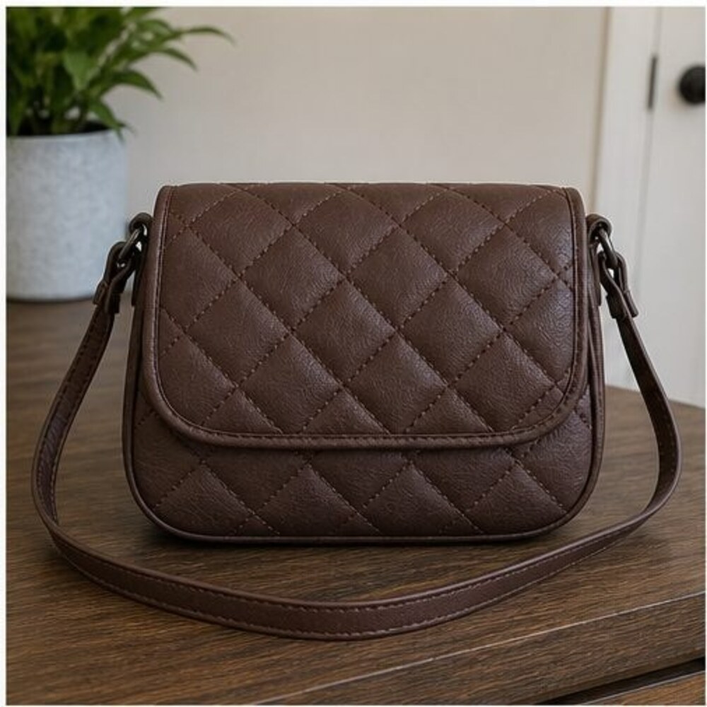 Mauve Quilted Crossbody Bag